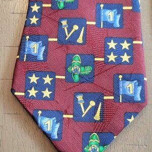 Vintage Tommy Hilfiger 100% Silk Men's Classic Neck Tie Golf Print Burgundy